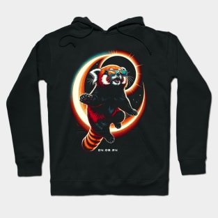Radiant Red Panda Eclipse: Unique Tee with Cute Bamboo Munchers Hoodie